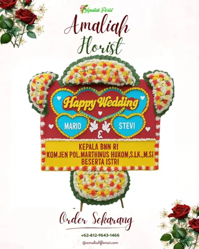 Karangan Papan Bunga Pernikahan di Arenjaya